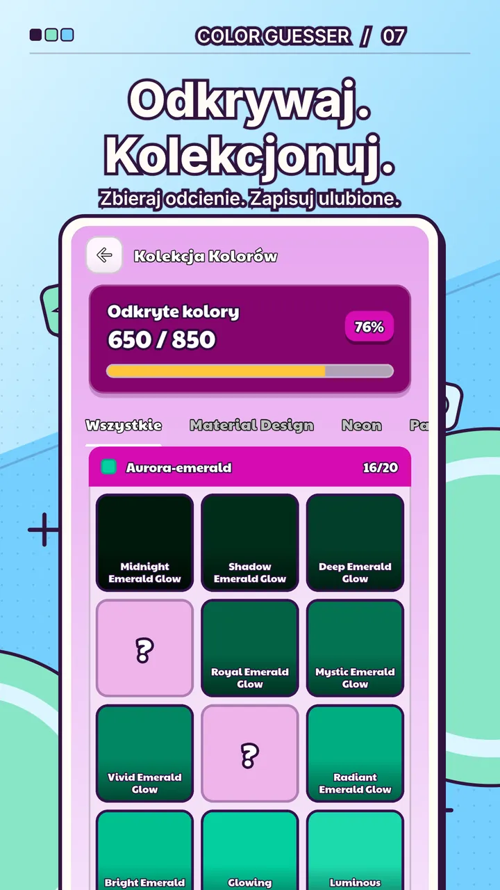 Kolekcja kolorów — galeria odcieni, które opanowałeś