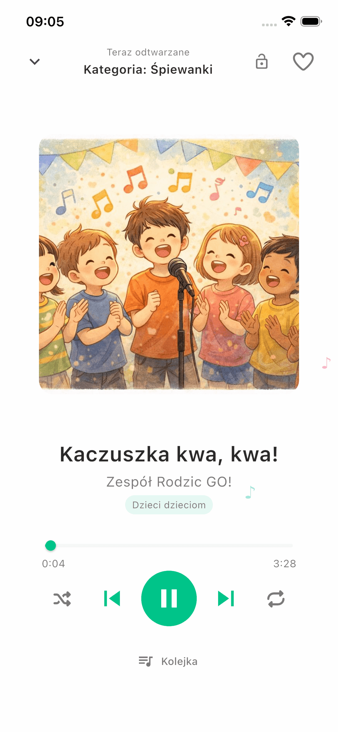 Odtwarzacz audio piosenki „Kaczuszka kwa, kwa” z sekcji Śpiewanki